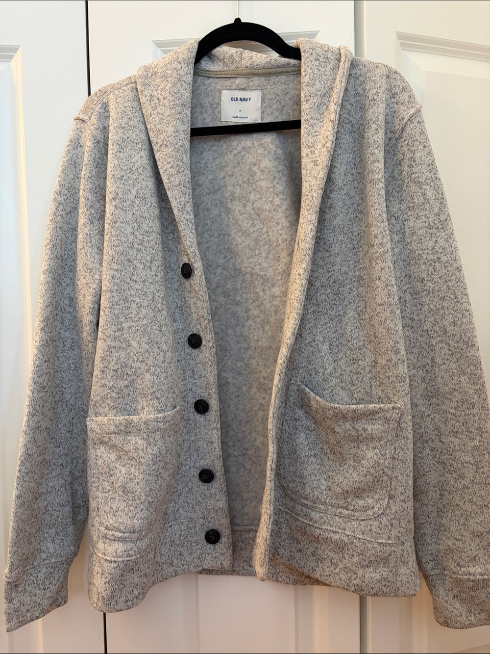 Old Navy Heathered Light Gray Hooded Teddy Jacket